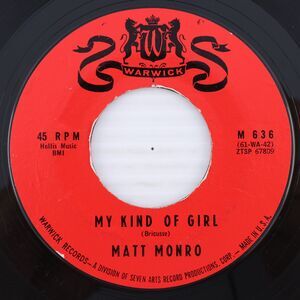 Matt Monro – My Kind Of Girl / This Time - 1961 45 rpm Single Vinyl Record M 636
